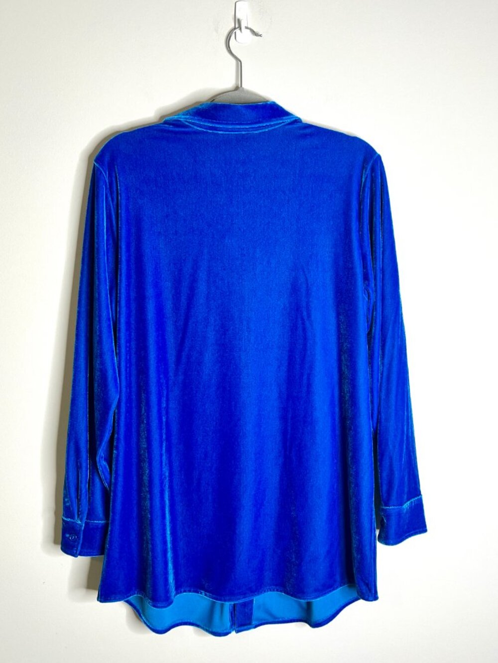 Soft Surroundings Velvet Boyfriend Tunic Shirt in Cobalt Witchy Whimsigoth Sz M - Picture 6 of 6